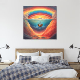 Regenboogschip AI-kunst Canvas Afdruk
