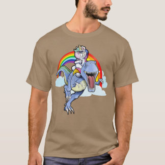 Regenboogschutter Riding D rex Dinosaur Boys Girls T-shirt