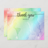 Regenboogscript Dank u voor een platte notitiekaar Kaart (Voorkant / Achterkant)