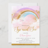 Regenboogsip en zie meisje pastelroze goud kaart (Voorkant)