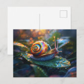 Regenboogslak op blad briefkaart (Voorkant / Achterkant)