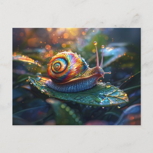 Regenboogslak op blad briefkaart (Voorkant)