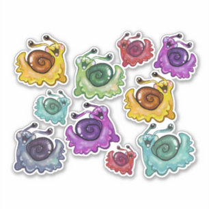 Regenboogslakken op maat gesneden vinyl Sticker