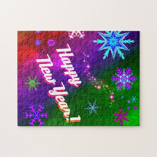 Regenboogsneeuwvlokken Legpuzzel (Horizontaal)