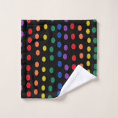 RegenboogSnoep Stippen op zwart Bad Handdoek (Wasdoekje)