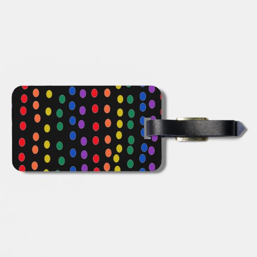 RegenboogSnoep Stippen op zwart Bagagelabel (Achterkant horizontaal)