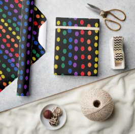 RegenboogSnoep Stippen op zwart Cadeaupapier
