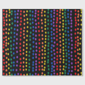 RegenboogSnoep Stippen op zwart Cadeaupapier (Vlak)