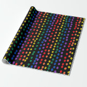 RegenboogSnoep Stippen op zwart Cadeaupapier (Uitgerold)