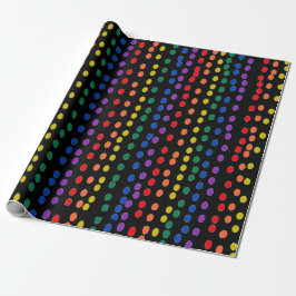 RegenboogSnoep Stippen op zwart Cadeaupapier