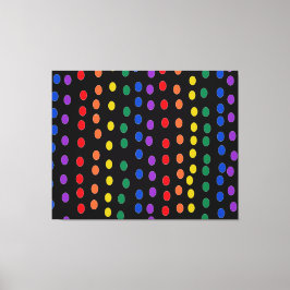 RegenboogSnoep Stippen op zwart Canvas Afdruk