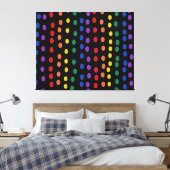RegenboogSnoep Stippen op zwart Canvas Afdruk (Insitu (Slaapkamer))