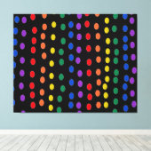 RegenboogSnoep Stippen op zwart Canvas Afdruk (Insitu (Houten vloer))