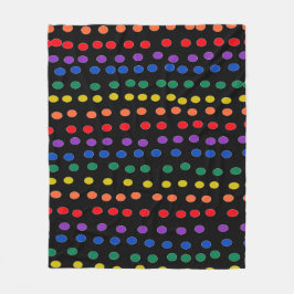 RegenboogSnoep Stippen op zwart Fleece Deken