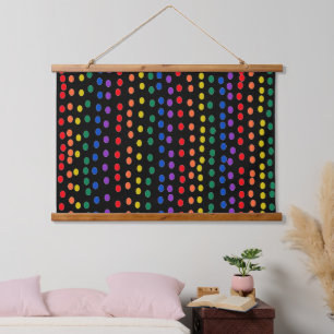 RegenboogSnoep Stippen op zwart Hangend Wandkleed