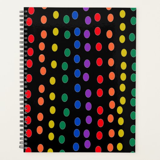 RegenboogSnoep Stippen op zwart Planner (Voorkant)