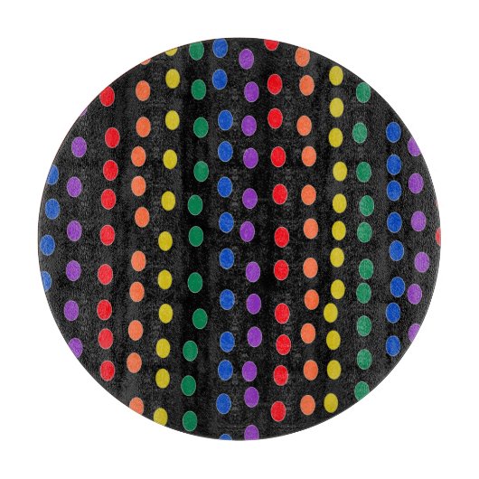 RegenboogSnoep Stippen op zwart Snijplank (Voorkant)