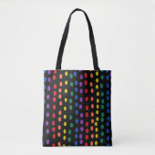 RegenboogSnoep Stippen op zwart Tote Bag (Voorkant)