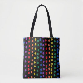 RegenboogSnoep Stippen op zwart Tote Bag