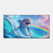 Regenboogspat Delfijn Illustratie Bureaumat (Voorkant)