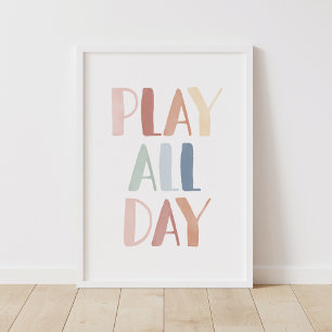Regenboogspel de hele dag Kinder kamerdecor Poster