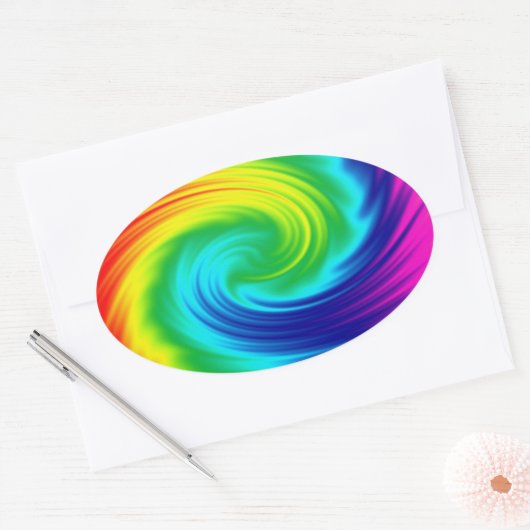 Regenboogspiraal Ovale Sticker (Envelop)