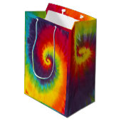 Regenboogspiraal Tie Dye Groovy Kleurrijk Medium Cadeauzakje (Achterkant Gekanteld)