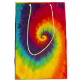 Regenboogspiraal Tie Dye Groovy Kleurrijk Medium Cadeauzakje (Voorkant)