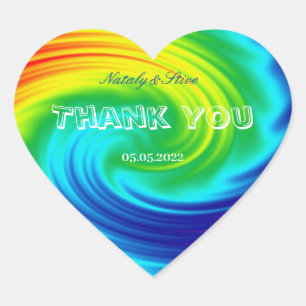 regenboogspiraalvormige rechthoekige sticker