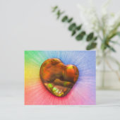 Regenboogstaart met Briefkaart van de hartvorm (Staand voorkant)