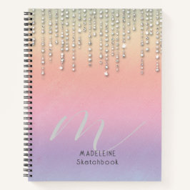 Regenboogstaart Rhinestonen Monogrammen Notitieboek