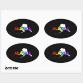 Regenboogstaat Alaska 2 Ovale Sticker (Vel)