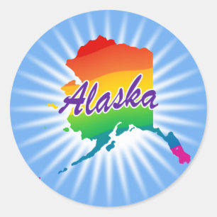 Regenboogstaat Alaska Ronde Sticker