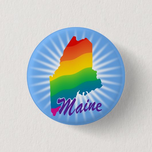 Regenboogstaat Maine Ronde Button 3,2 Cm (Voorkant)