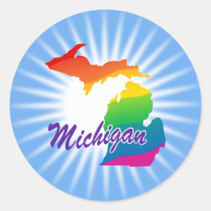 Regenboogstaat Michigan Ronde Sticker