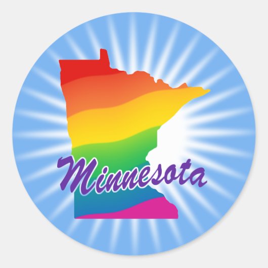 Regenboogstaat Minnesota Ronde Sticker (Voorkant)