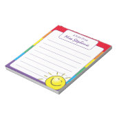 Regenboogstaking en zonneschijn van leraar notitieblok (Linkerzijde)