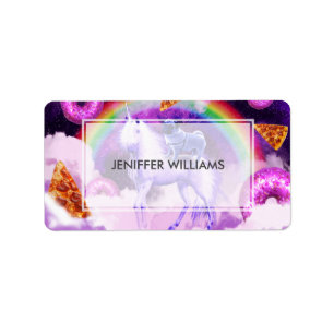 Regenboogstang in de ruimte met een eenhoorn etiket