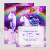 Regenboogstang in de ruimte met een eenhoorn kaart (Voorkant / Achterkant)