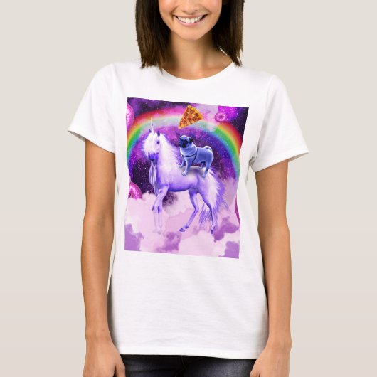 Regenboogstang in de ruimte met een eenhoorn t-shirt (Voorkant)