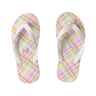 Regenboogstang Moderne Monogrammen Kinder Teenslippers
