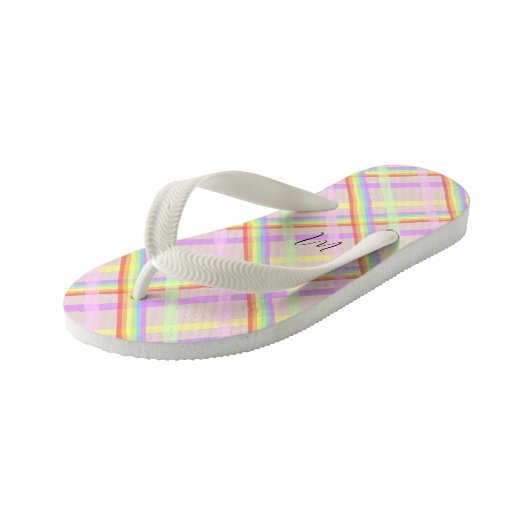 Regenboogstang Moderne Monogrammen Kinder Teenslippers (Schuin)