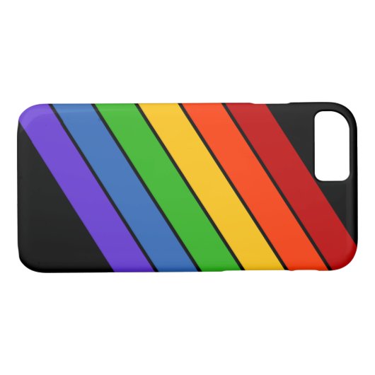 Regenboogstaven diagonaal zwart Case-Mate iPhone case (Achterkant (Horizontaal))