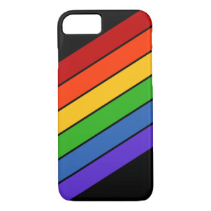Regenboogstaven diagonaal zwart 	iPhone 8/7 hoesje