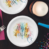 Regenboogstaven en Spletters van verf Papieren Bordje