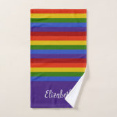 Regenboogstaven met Paarse horizontale strepen | P Bad Handdoek (Handdoek)