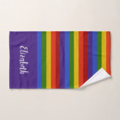 Regenboogstaven met Paarse horizontale strepen | P Bad Handdoek (Handdoek)