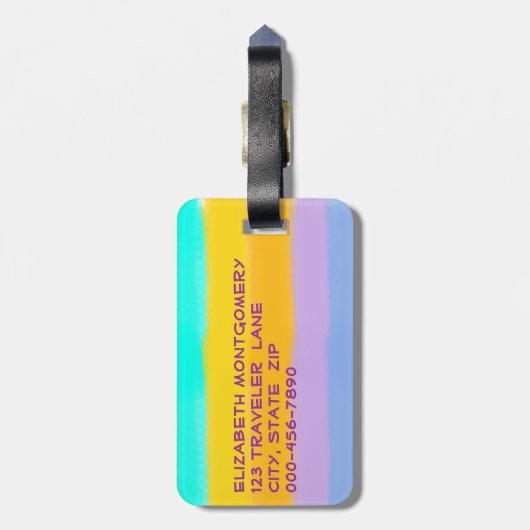 Regenboogstaven voor pastel | Monogram Initiaal Bagagelabel (Achterkant verticaal)