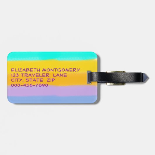 Regenboogstaven voor pastel | Monogram Initiaal Bagagelabel (Achterkant horizontaal)