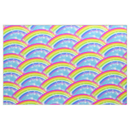 Regenboogsterren Blauwe hemel herhalen patroon Stof